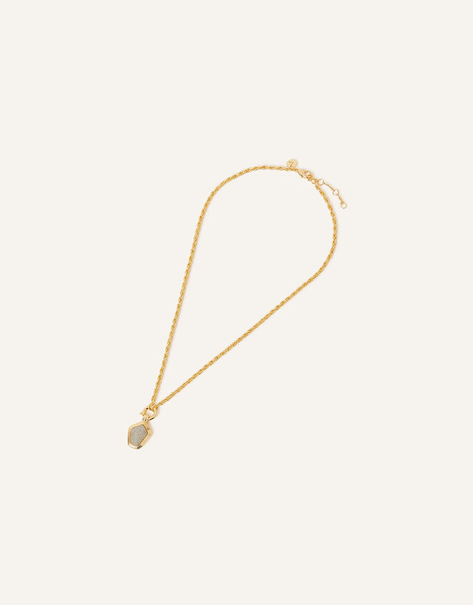 14ct Gold-Plated Labradorite Pendant Rope Chain Necklace, , large