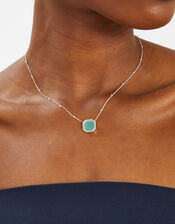 Sterling Silver-Plated Quartz Slice Pendant Necklace, , large