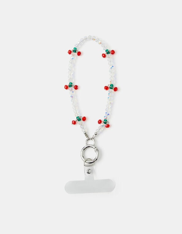 Beaded Cherry Wrist Phone Strap, , large