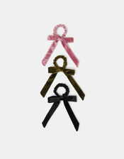 3-Pack Bow Velvet Hair Scrunchies, , large