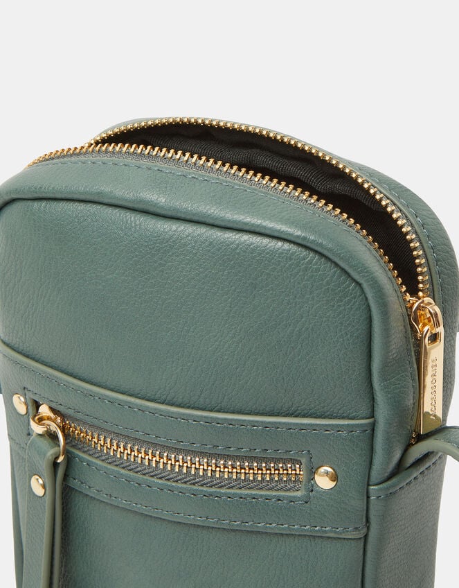 Faux Leather Crossbody Phone Bag, Teal (TEAL), large