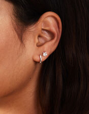 5-Pack Sterling Silver-Plated Bee Stud and Hoop Earrings, , large
