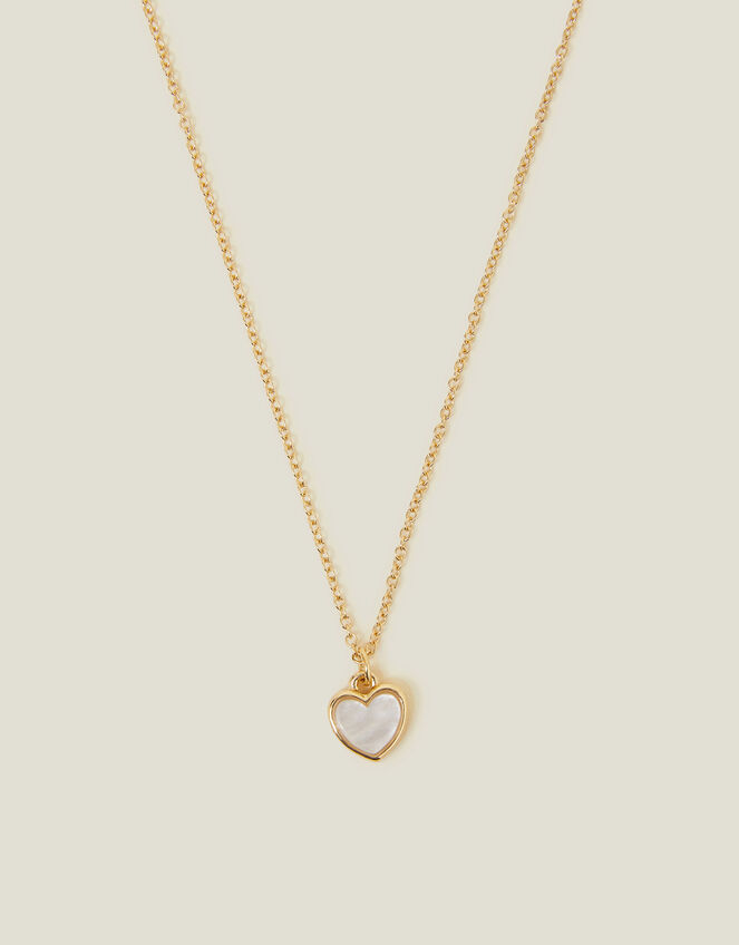 Pearly Heart Pendant Necklace, , large