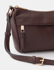 Zip Front Crossbody Bag, Brown (CHOCOLATE), large