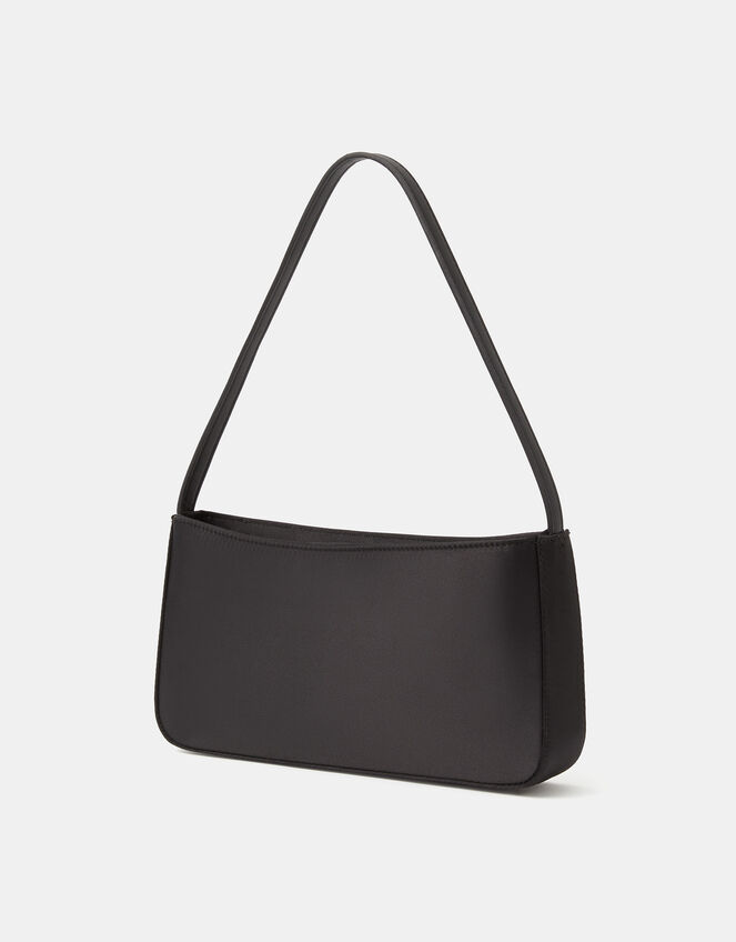 Satin Shoulder Bag, Black (BLACK), large
