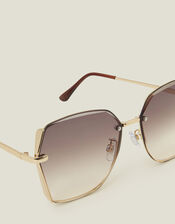 Metal Bevelled Edge Sunglasses, , large