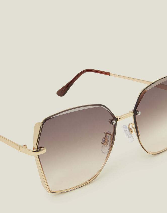 Metal Bevelled Edge Sunglasses, , large