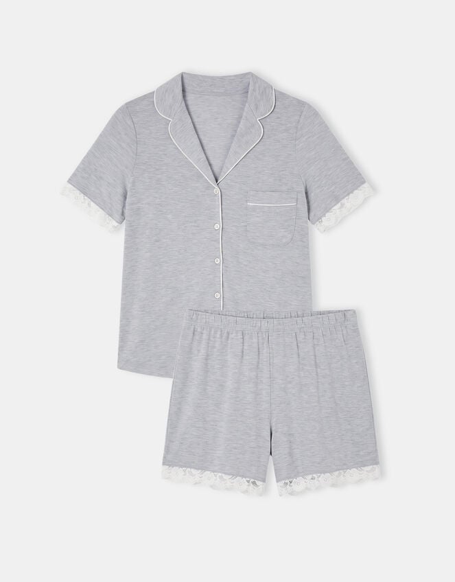 Jersey Lace Short Pyjamas Set, Grey (GREY), large