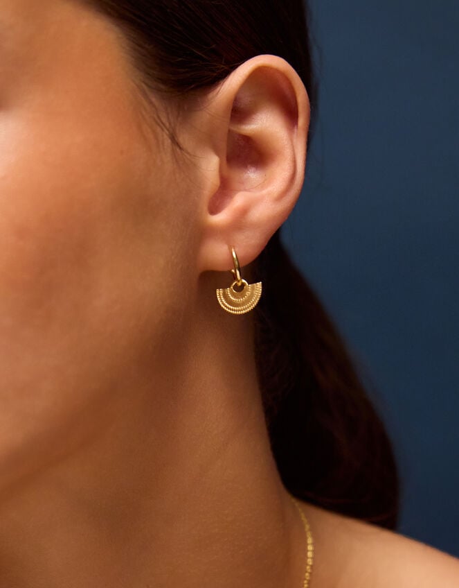 14ct Gold-Plated Fan Drop Earrings, , large