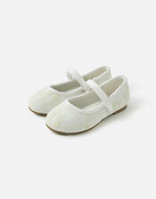 Girls Lace Ballerina Flats, Ivory (IVORY), large
