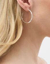 Medium Tube Hoop Earrings, Silver (SILVER), large