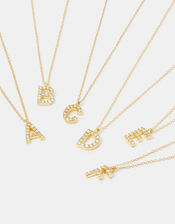 Lab Grown Diamond Pav&eacute; Initial Pendant Necklace 9ct Gold, Gold (GOLD), large