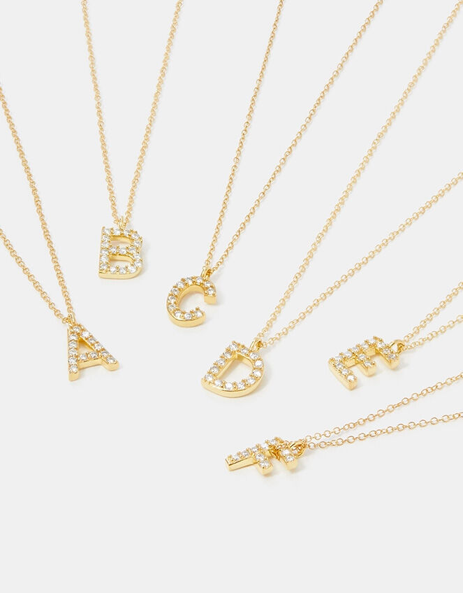 Lab Grown Diamond Pav&eacute; Initial Pendant Necklace 9ct Gold, Gold (GOLD), large