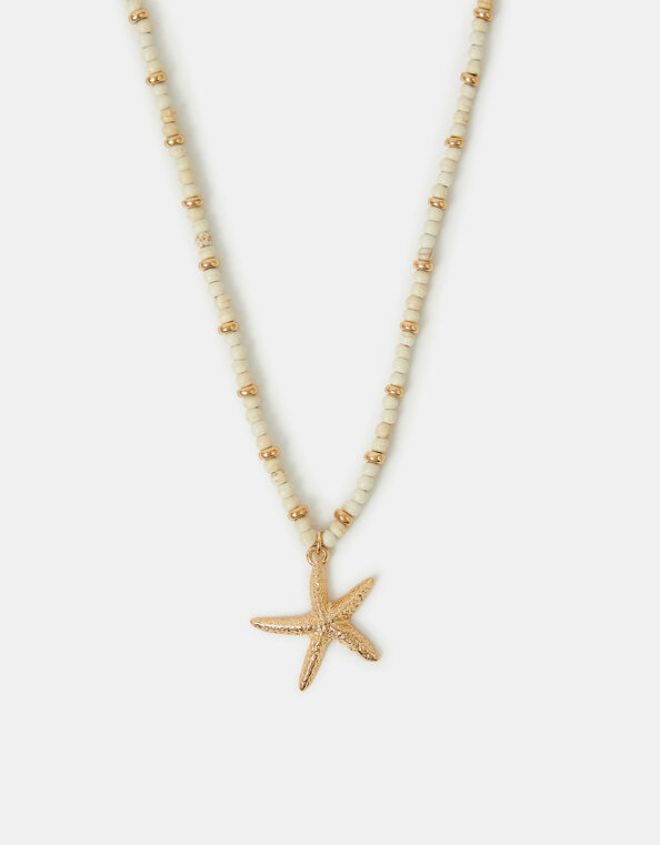Starfish Pendant Bead Necklace, , large