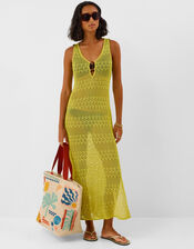Sleeveless Knitted Maxi Dress, Green (OLIVE), large