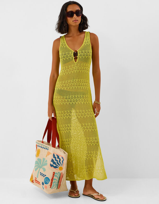 Sleeveless Knitted Maxi Dress, Green (OLIVE), large