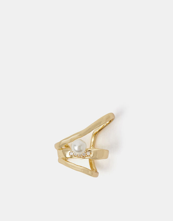 14ct Gold-Plated Pearl Ear Cuff, , large