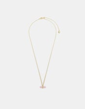 14ct Gold-Plated Healing Stone T-Bar Necklace, Pink (ROSE PINK), large