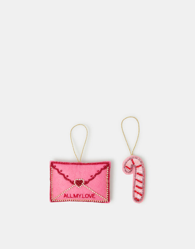 2-Pack Candy Cane & Letter Christmas Tree Decorations, , large