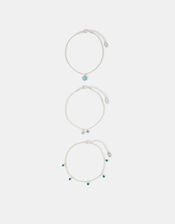 3-Pack Stone Charm Anklets, , large