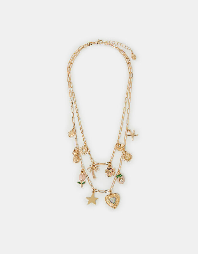 Tropical Charm Layered Necklace Gold, , large