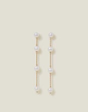 Pearl Station Long Drop Earrings, , large