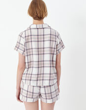 Check Button Shorts Pyjama Set, Grey (GREY), large