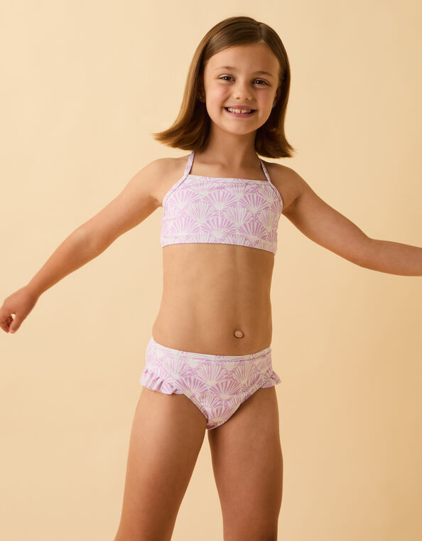 Girls Shell Print Bikini Set, Purple (LILAC), large
