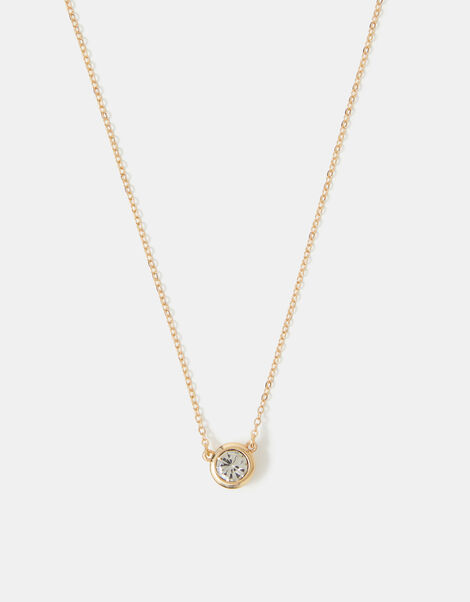 Solitaire Pendant Necklace, Gold (GOLD), large