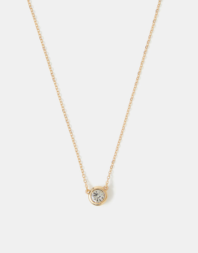 Solitaire Pendant Necklace, Gold (GOLD), large