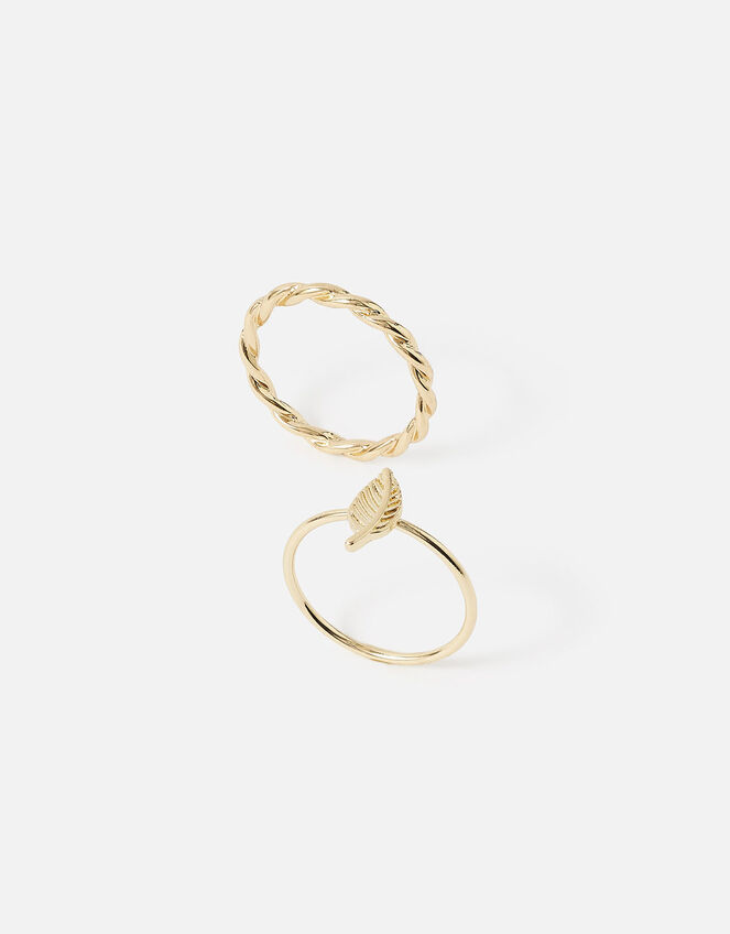 Leaf Twist Band Ring Twinset, Gold (GOLD), large