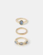 3-Pack Stone Rings, Gold (GOLD), large