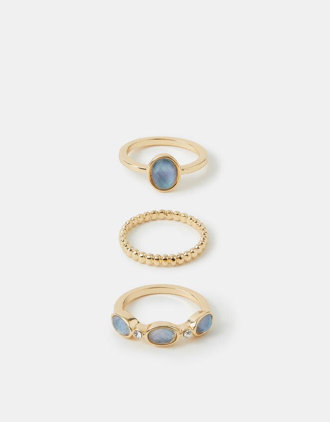 3-Pack Stone Rings, Gold (GOLD), large