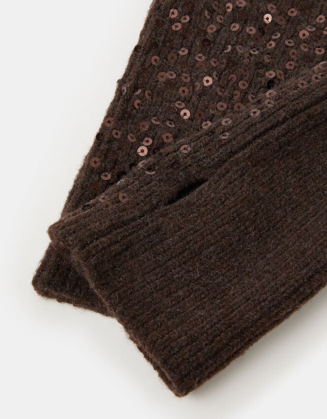 Sequin Knitted Wrist Warmers, , large