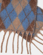 Super Soft Argyle Print Knitted Scarf, , large