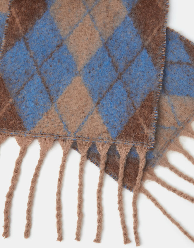 Super Soft Argyle Print Knitted Scarf, , large