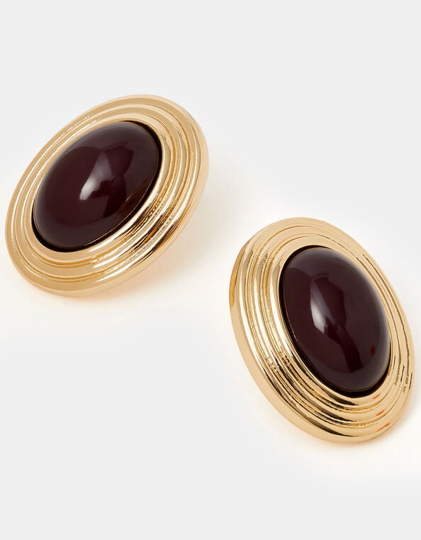 Oval Resin Stud Earrings, , large