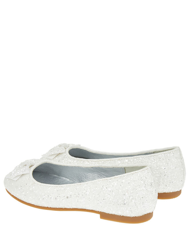 Sparkle Bow Glittery Ballet Flats, Natural (IVORY), large