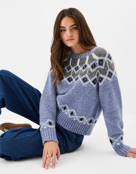 Fair Isle Jumper, Blue (BLUE), large