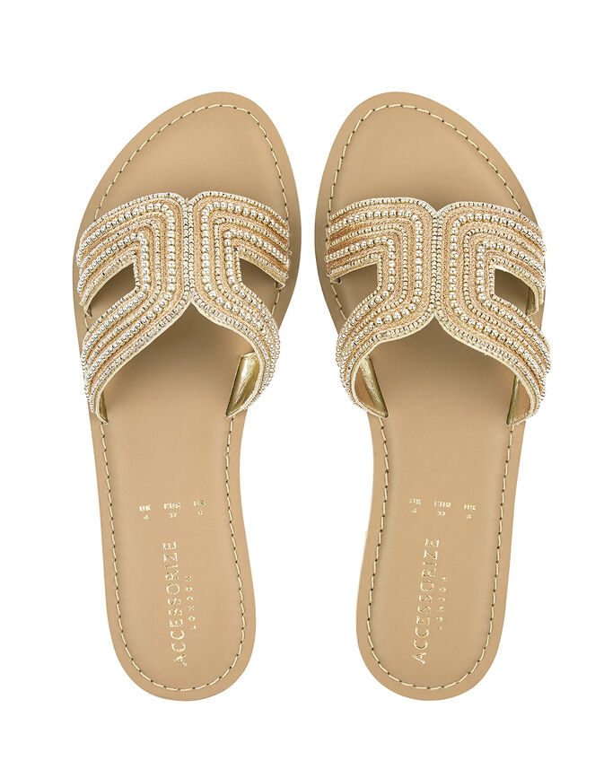 Bella Beaded Sliders, Gold (GOLD), large