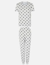 Heart Print Pyjama Set, Grey (GREY), large