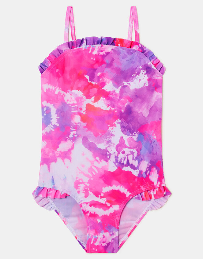 Girls Ruffle Tie Dye Swimsuit, Multi (BRIGHTS MULTI), large