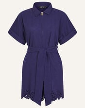 Broderie Belted Playsuit, Blue (NAVY), large