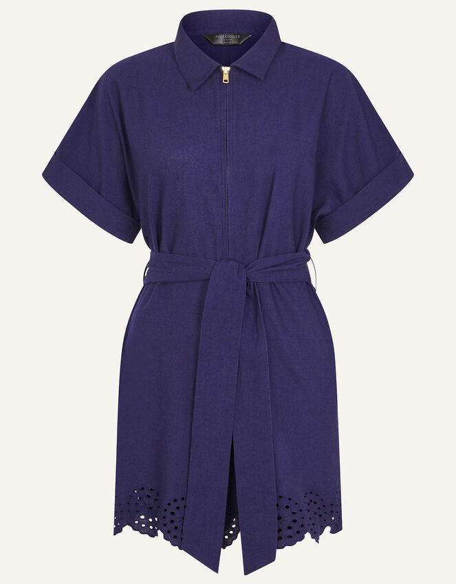 Broderie Belted Playsuit, Blue (NAVY), large