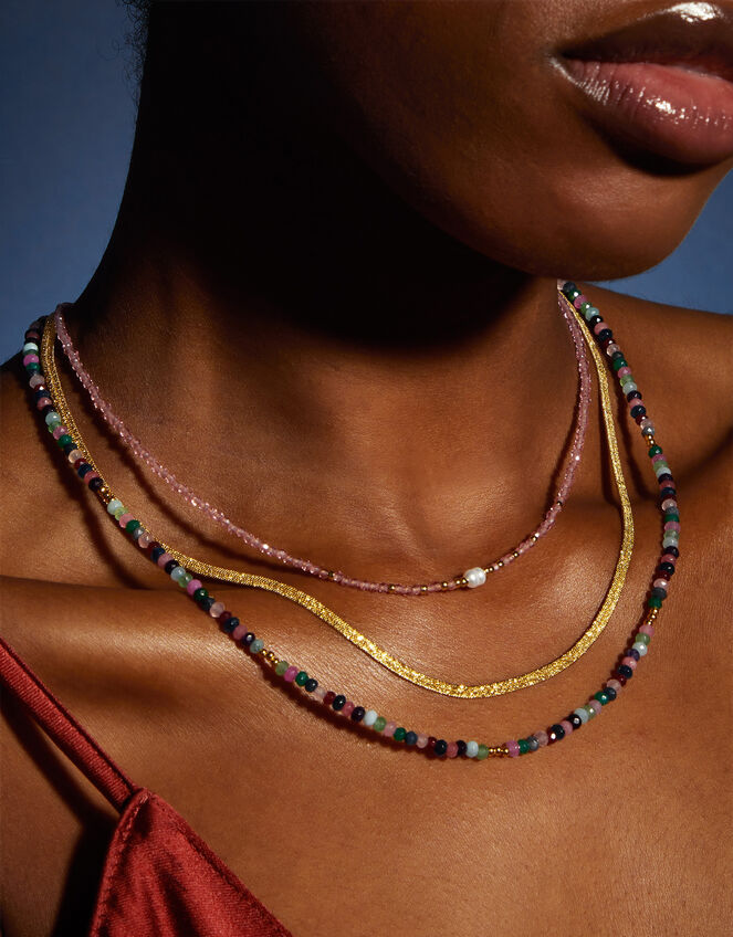 14ct Gold-Plated Beaded Necklace, , large