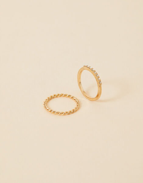 Sparke and Twist Rings Set of Two White, White (CRYSTAL), large
