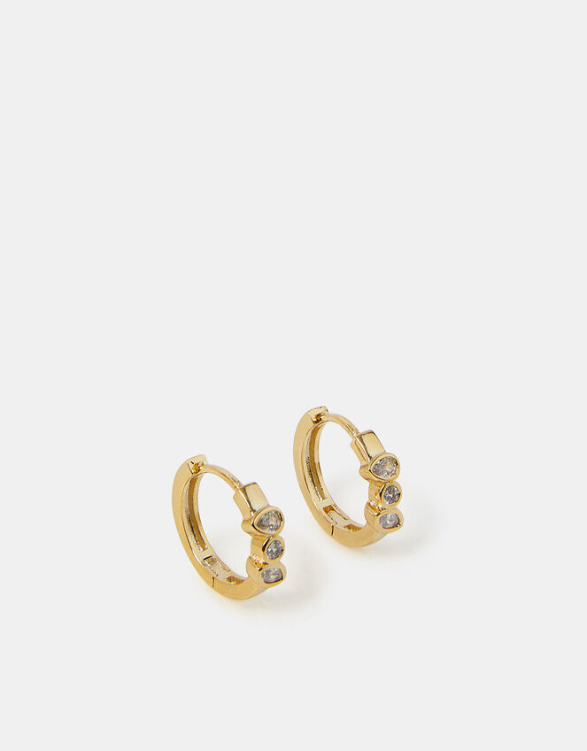 14ct Gold-Plated Pear Sparkle Hoop Earrings, , large