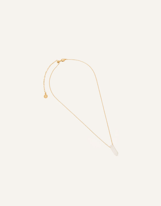 14ct Gold-Plated Rough Cut Clear Quartz Shard Necklace, , large