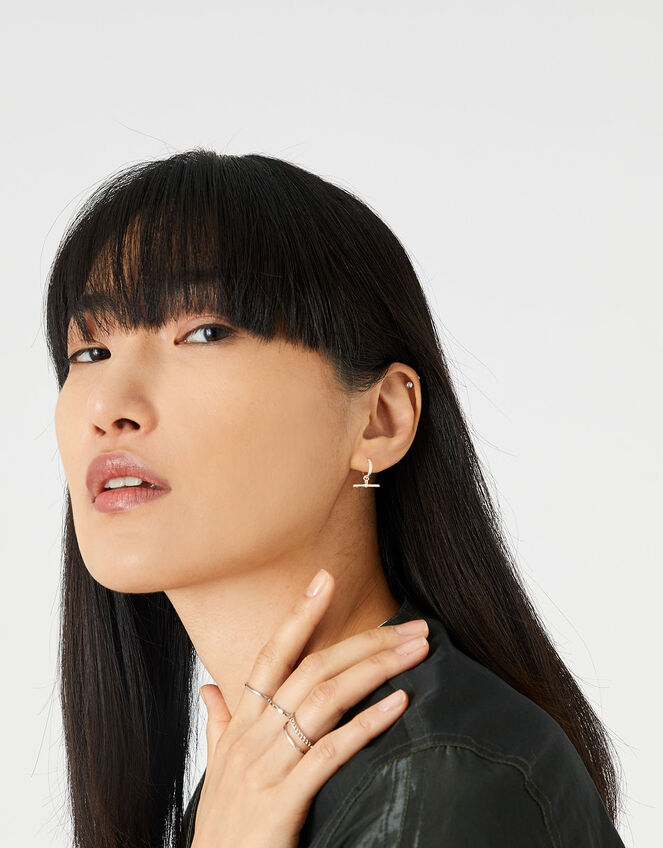 Silver t bar earrings clearance