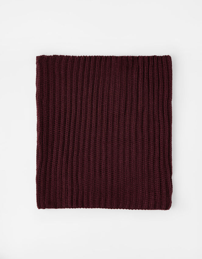 Chunky Knit Snood , Red (BURGUNDY), large